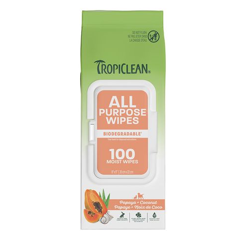 TropiClean Papaya & Coconut Luxury 2-in-1 Pet Wipes 100pk