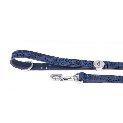 My Family Tucson Leather Leash Blue Med