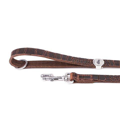 My Family Tucson Leather Leash Brown Med