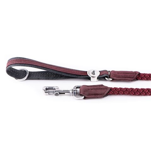 My Family London Leatherette & Rope Leash Bordeaux & Black Med