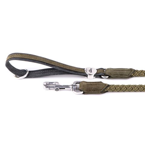 My Family London Leatherette & Rope Leash Green & Black Sml/Med