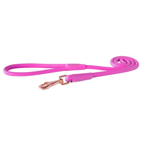 Rogz Leather Round Fixed Lead Pink Sml 8mm