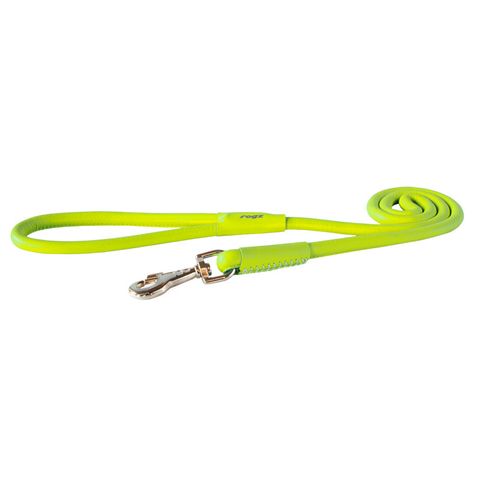 Rogz Leather Round Fixed Lead Lime Sml 8mm