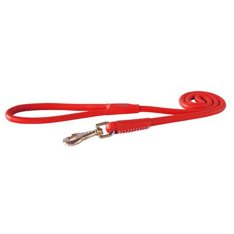 Rogz Leather Round Fixed Lead Red Lge 13mm