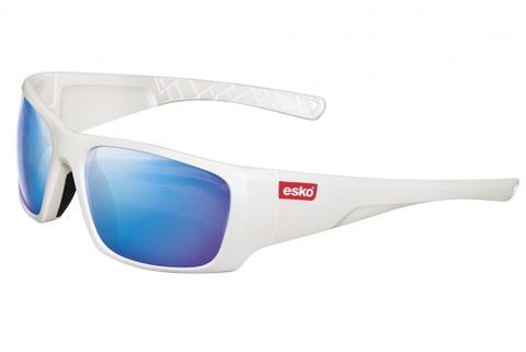 ESKO HAWAII POLARISED SAFETY GLASSES Blue Mirror Lens White Frame