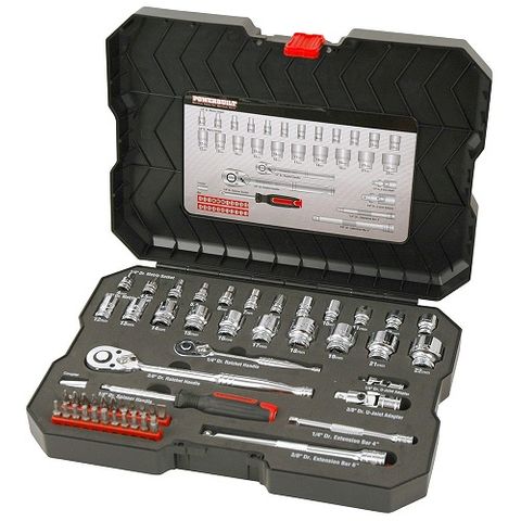 POWERBUILT 1/4" DR, 3/8" DR 53PC METRIC SOCKET SET