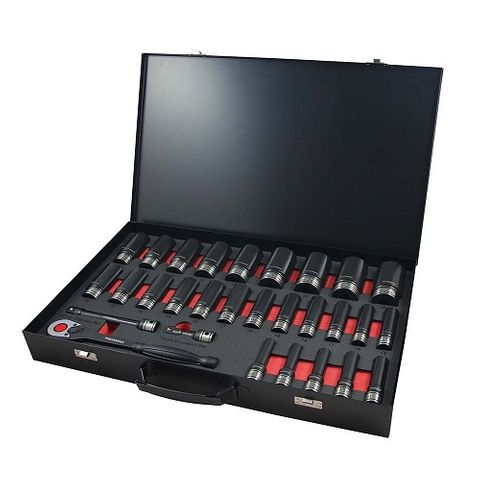 POWERBUILT 1/2” DR 30PC 6PT METRIC DEEP DUAL IMPACT SOCKET SETS