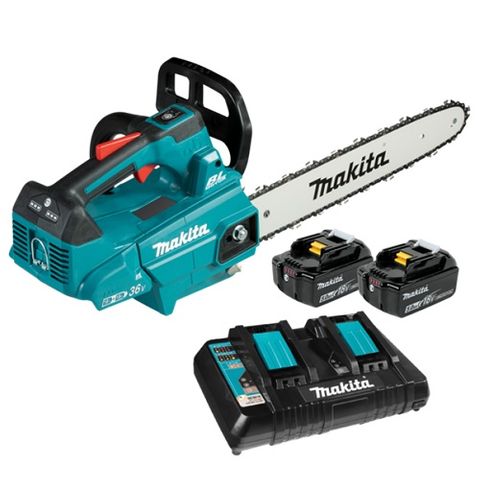 MAKITA 18VX2 (36V) BRUSHLESS TOP HANDLE CHAINSAW 350MM (14") 5ah KIT