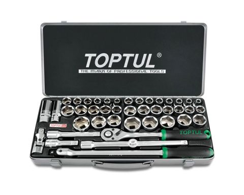 TOPTUL 1/2" DR SOCKET SET 3/8"-1.1/4" AF/ 10-32MM 43PCE