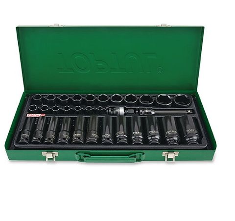 TOPTUL SOCKET SET 1/2DR IMPACT METRIC STD + DEEP