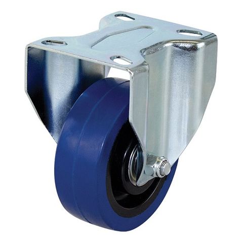 RICHMOND 100mm RIGID PLATE CASTOR BLUE RUBBER WHEEL 150kg