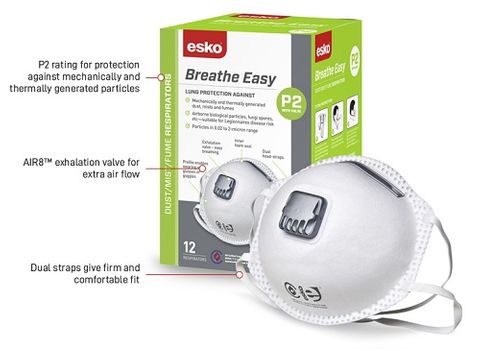 ESKO BREATHE EASY P2 VALVED MASK (GREEN BOX)