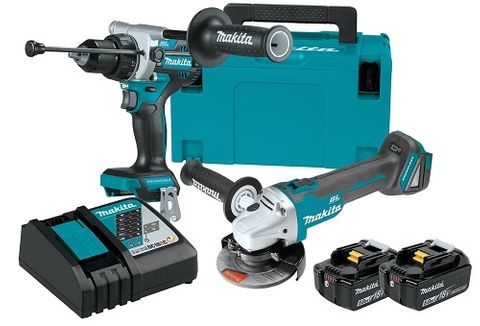 MAKITA 18V LXT BL KIT HP486 DRILL + GA504 GRINDER 5AH