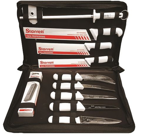 STARRETT 11PC BUTCHERS KNIFE SET WHITE HANDLES