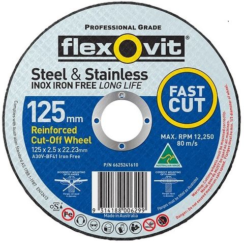 FLEXOVIT IRON FREE CUTTING OFF WHEELS 125 X 2.5 X 22MM