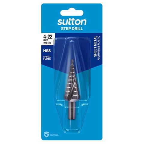 SUTTON STEP DRILL 4 - 22mm HSS 10 STEP
