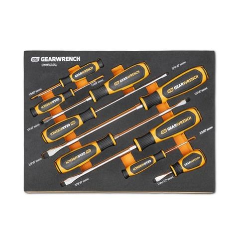 GEARWRENCH 9 Piece Slotted Dual Material Screwdriver Set in Foam Storage Tray