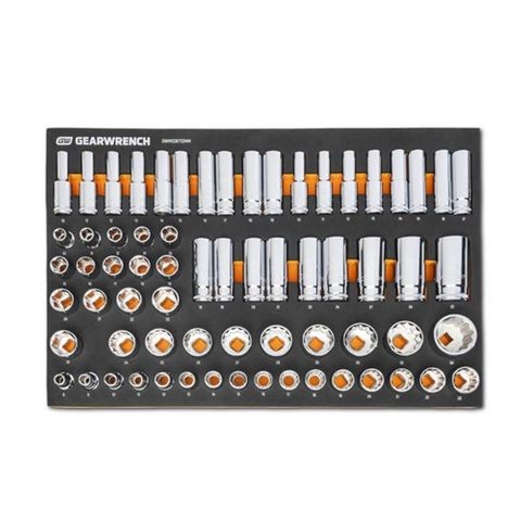 GEARWRENCH67 Piece 1/2” Drive Master Metric Socket Set in Foam Storage Tray