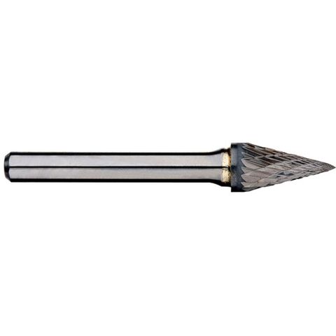 Alpha 1/2" Pointed Cone Carbide Burr - 1/4" Shank