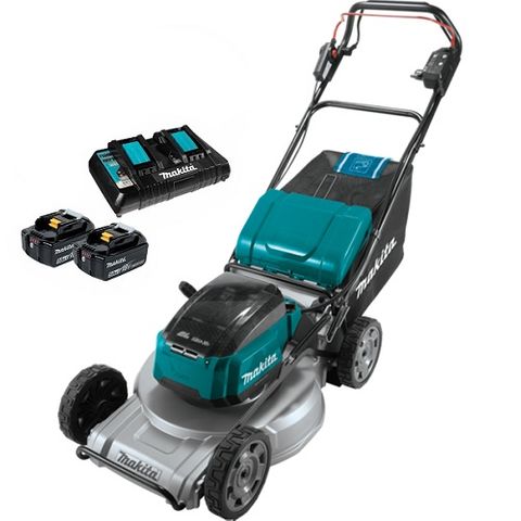 MAKITA 18VX2 BRUSHLESS 530MM 21" ALUMINIUM DECK SELF-PROPELLED LAWN MOWER 5AH KI