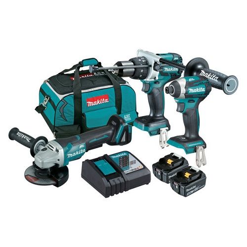 MAKITA 18V LXT BRUSHLESS 3PIECE HAMMER DRILL / IMPACT DRIVER / GRINDER KIT