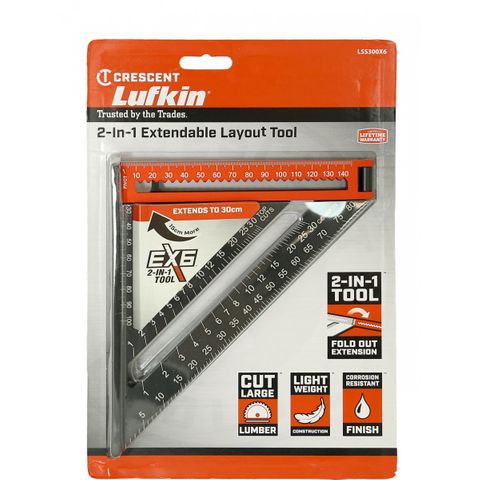 LUFKIN CRESCENT 2in1 EXTENDABLE SPEED SQUARE 150-300mm