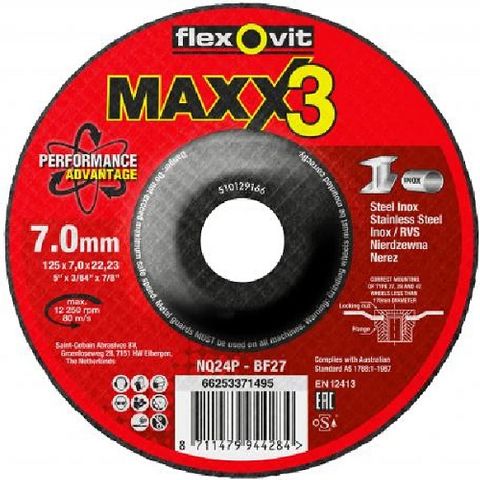 FLEXOVIT MAXX3 125 X 7.0MM STEEL & STAINLESS  DISC