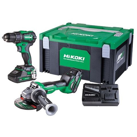 18V Hikoki Brushless Impact Drill & 125mm Angle Grinder Kit (2x BSL1840M)