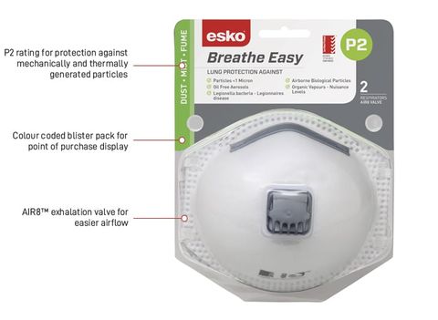 Esko 8600 Half Face Respirator (M) with 2 x 805 Respirator Cleaning Wipes