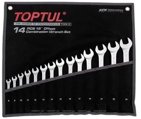 TOPTUL WRENCH COMB HD R&OE SET 14PC 8-24MM