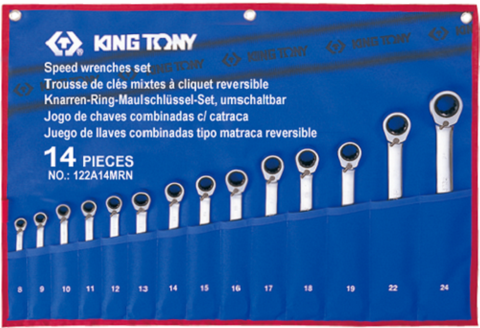 KING TONY 14PC 2-WAY S/WRENCH SET 8-24MM TET POUCH