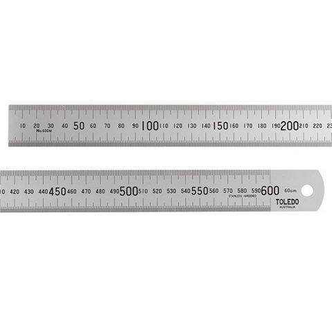 TOLEDO STAINLESS STEEL RULE DOUBLE SIDED METRIC & IMPERIAL - 600MM