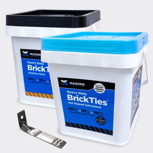 MASONS 85MM STAINLESS BRICKTIES  (250) Bucket with screws