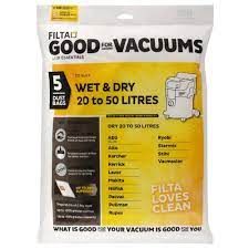 FILTA WET & DRY 50LT SMS MULTI LAYERED VACUUM CLEANER BAGS 5 PACK