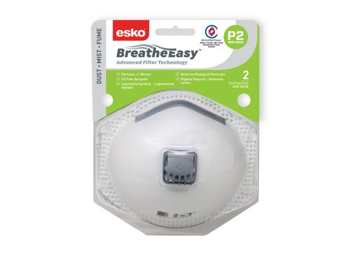 ESKO BREATHE EASY P2 VALVED MASK 2PK