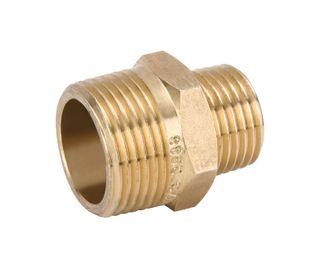 DR Brass Reducing Nipple 20mm (3/4") x 10mm (3/8")