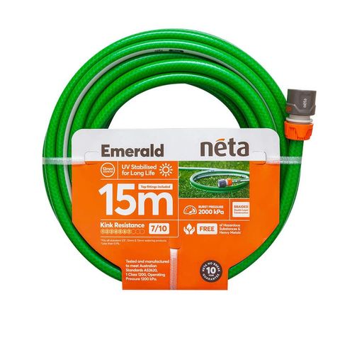 NETA 12mm x 15m Emerald Hose Plastic Fitted