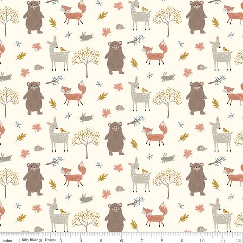 FLANNEL WOODLAND CREATURES CREAM