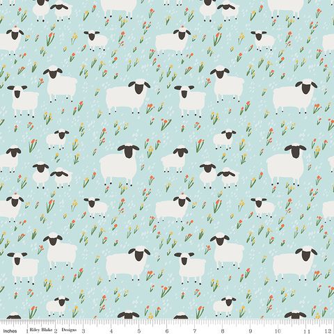 FLANNEL LITTLE LAMBS BLUE