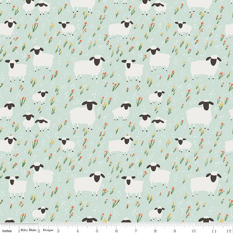 FLANNEL LITTLE LAMBS MINT