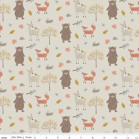 FLANNEL WOODLAND CREATURES TAUPE