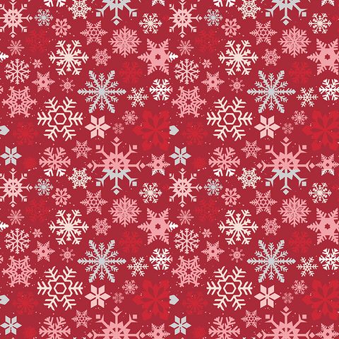 MISTLETOE & HOLLY SNOWFLAKES BARN RED