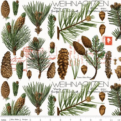 CLASSIC CHRISTMAS BOTANICAL PINES WHITE