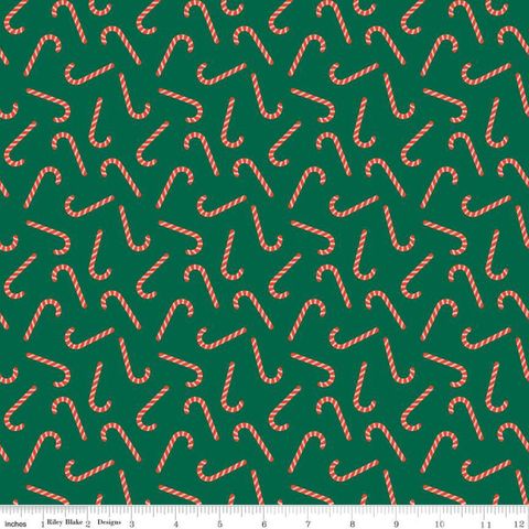 FLANNEL CANDY CANES GREEN