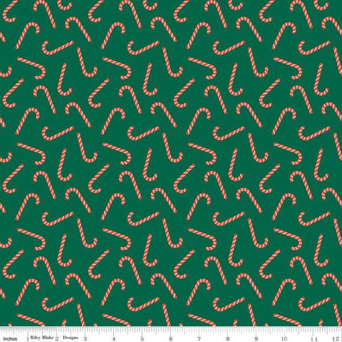 FLANNEL CANDY CANES GREEN