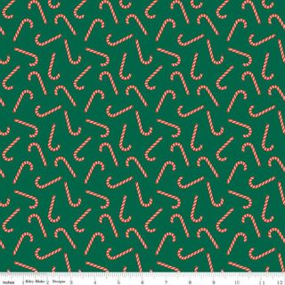 FLANNEL CANDY CANES GREEN