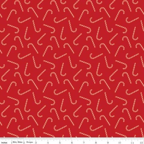 FLANNEL CANDY CANES RED