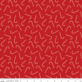 FLANNEL CANDY CANES RED