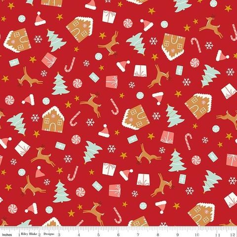 FLANNEL CHRISTMAS ICONS RED