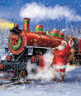 MORE CHRISTMAS WISHES 35 1/2" X 43" SANTA'S TRAIN